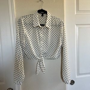 Black and White Polka Dot Button Up